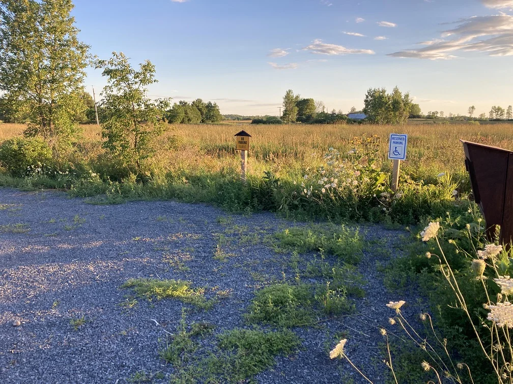 The gravel parking area is small at Pulpit Rock public access