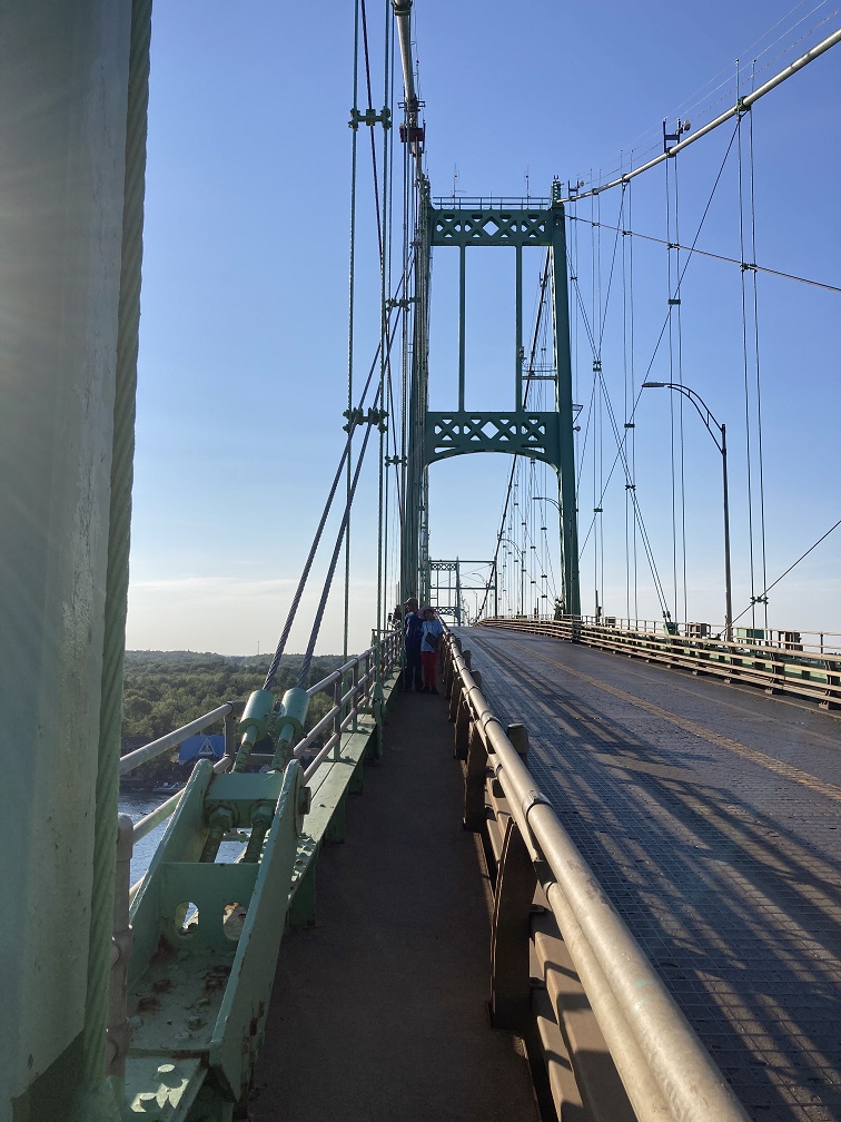 Thousand Islands Bridge walkway right next to the Interstate 82 over the St. Lawrence River 