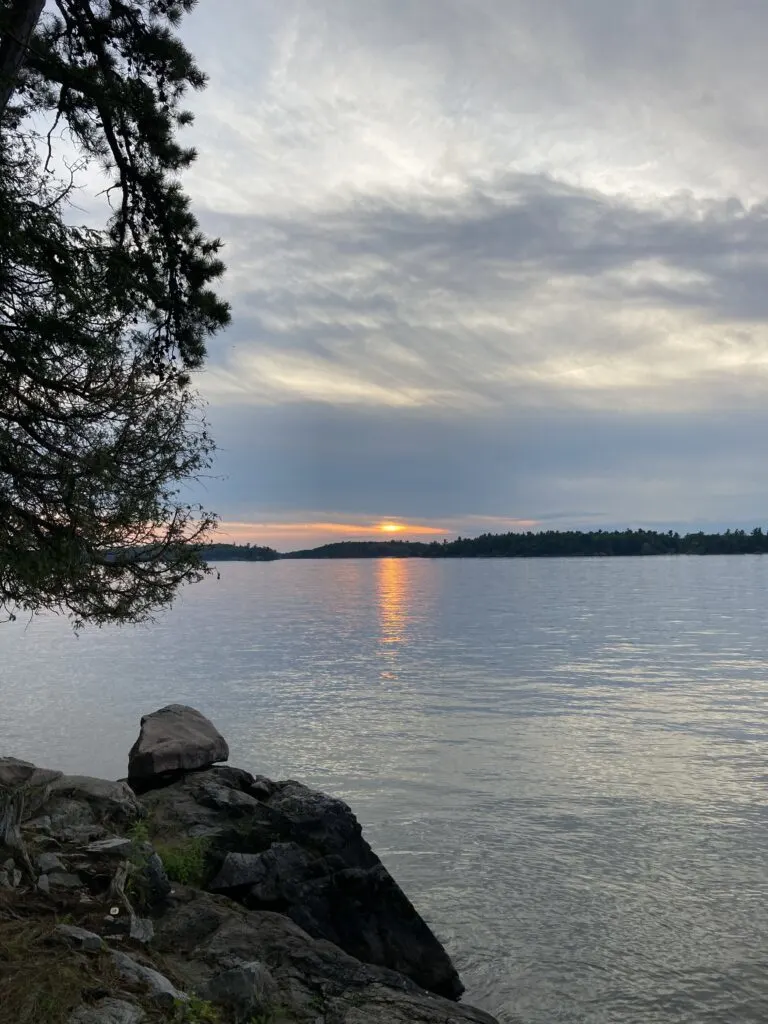This is a sunset on Wellesley Island in July 2022